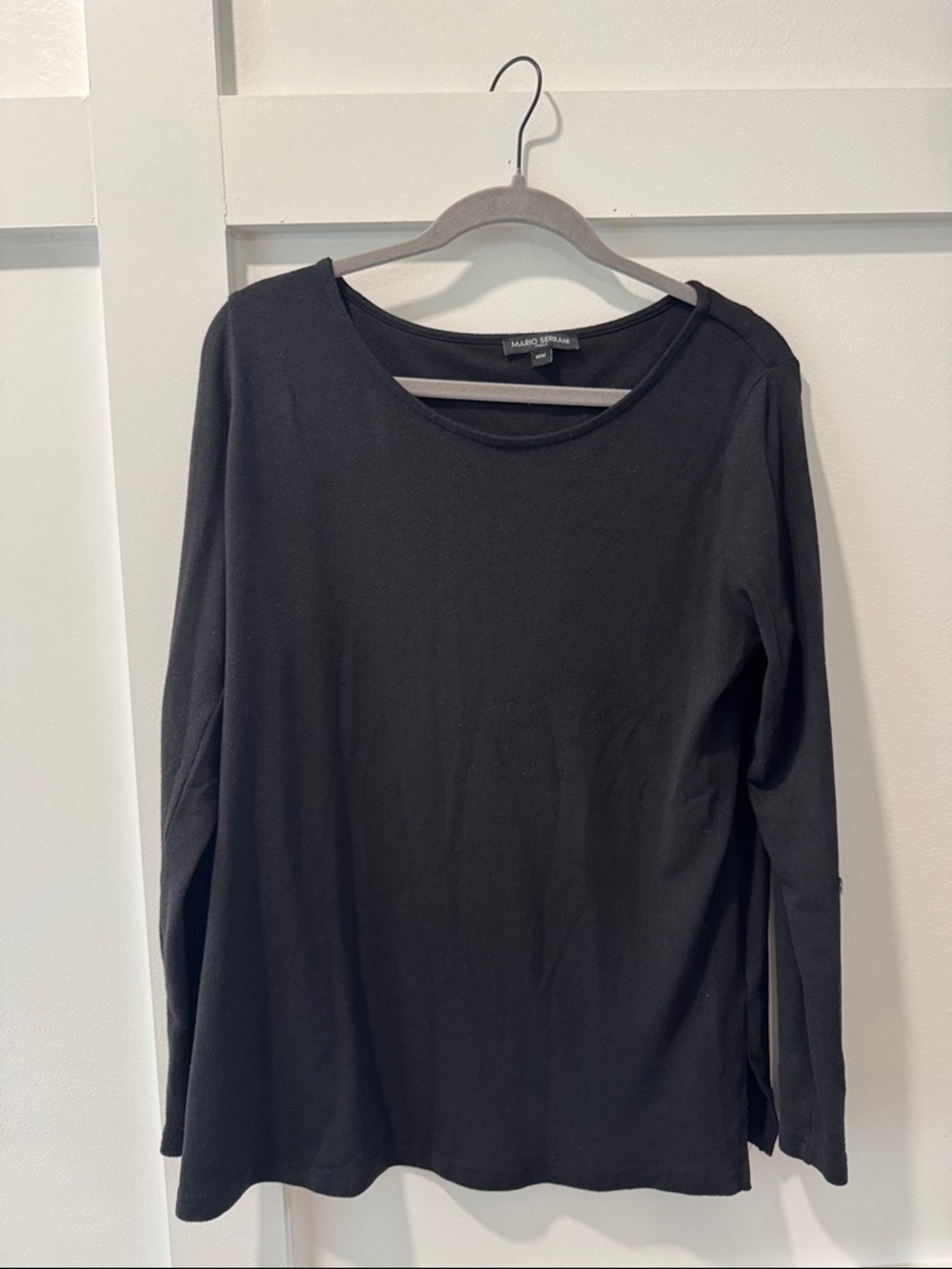 Mario Serrani Italy Black Long Sleeve Crewneck Top